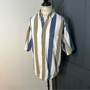 Vintage Double Impact Chambray Striped Button Down Shirt